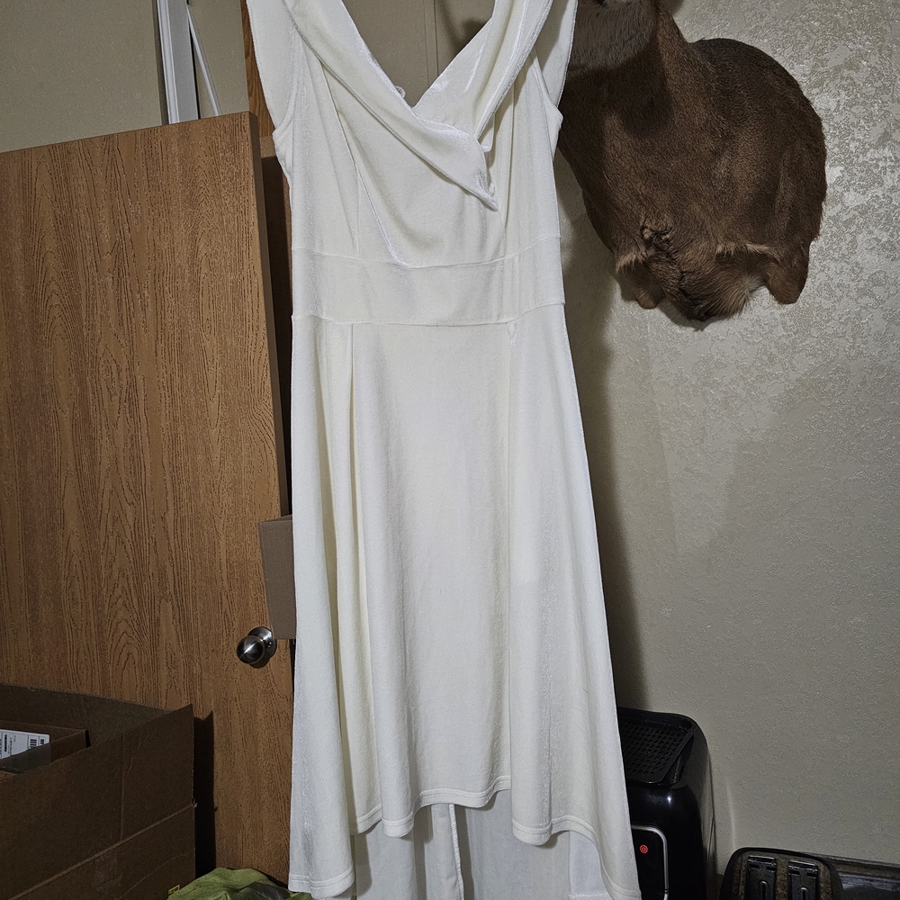 Women’s Cream High-Low Cowl Neck Dress